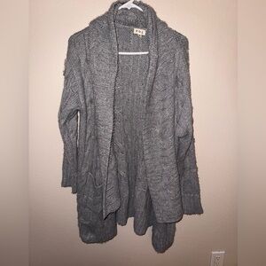 POL Women's‎ Gray Cable Knit Waterfall Cardigan w/Pockets size Medium